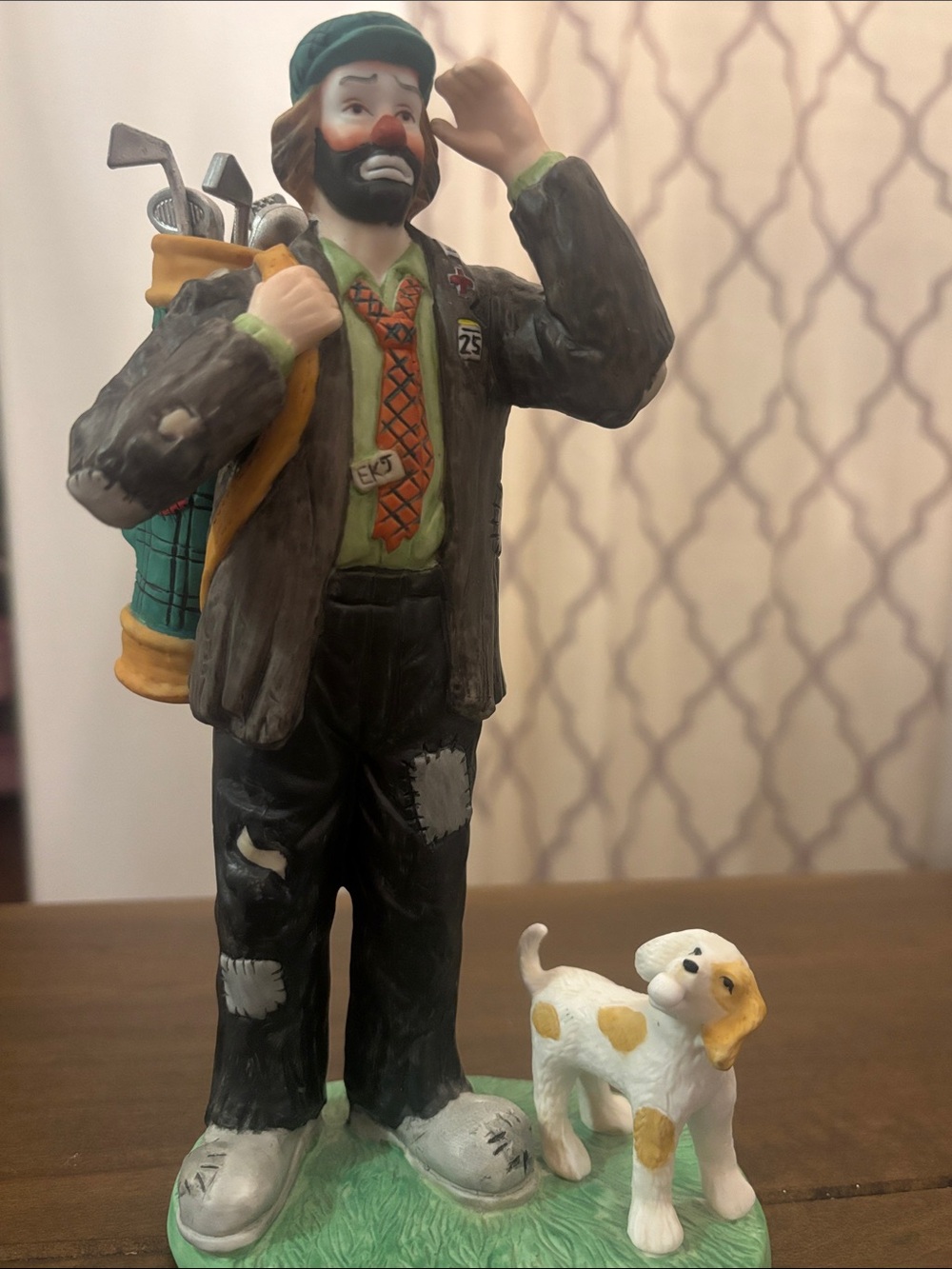 Flambro Emmett Kelly Jr Professional Series Golfer with Dog Figurine